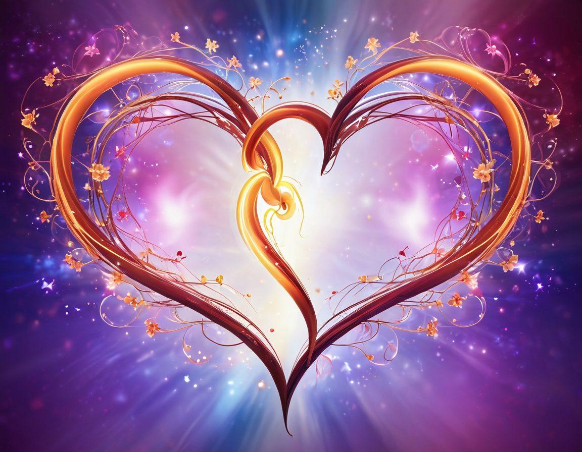 A pair of interconnected hearts glowing brightly, symbolizing passionate relationships that transform into soulmates. Wisps of light and energy swirl around, representing limitless affection and emotional depth. Include subtle elements like flowers and stars to suggest growth and magic in love. The background should be soft and dreamy, with warm colors blending harmoniously. super-realistic. vibrant colors. ethereal.